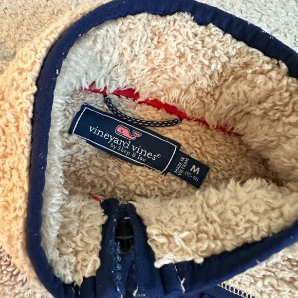 Vineyard Vines Cream and Navy Sherpa Pullover - Picture 5 of 7